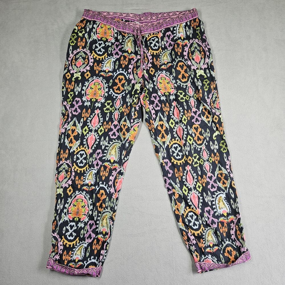 Sundance Leia Pants Womens Small Ikat Floral Drawstring Pockets Cropped Lot of 2 - Picture 2 of 15